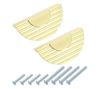 QUARKZMAN 2 Poignées De Tiroir En Forme De Demi-Lune, 64mm Entre-Trous Poignées De Meuble En Alliage De Zinc Pour Armoire De Cuisine Commode Meuble, Finition Or Brossé