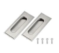 QUARKZMAN 2 Poignées Encastrées À Doigt, 4.3" Poignée De Porte Coulissante Rectangle En Acier Inoxydable Avec Trou De Vis Invisible Pour Maison Salle De Bain Grange, Ton Argenté