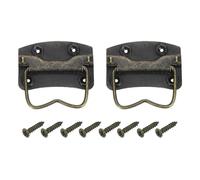 QUARKZMAN 2 poignées pour coffre 76 x 50 mm poignées en métal peint bronze | anneau de tirage latéral, pour boîte en bois avec vis, pour boîte à outils domestique tiroir