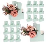 QUARKZMAN 2 Porte-Gobelets Avec Poignée, 20 Pcs Sacs Cadeau Kraft Fleuris, Boîte D'Emballage Florale, Porte-Gobelets En Carton Portable Pour Café Thé Bouquet Anniversaire Fête, Vert Fruité