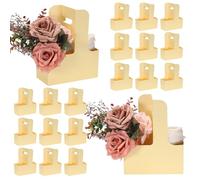 QUARKZMAN 2 Porte-Gobelets Avec Poignée, 20 Pcs Sacs Cadeau Kraft Fleuris, Boîte D'Emballage Florale, Porte-Gobelets En Carton Portable Pour Café Thé Bouquet Anniversaire Fête, Beige
