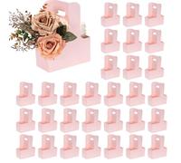 QUARKZMAN 2 Porte-Gobelets Avec Poignée, 60 Sacs Cadeau Kraft À Fleurs, Boîte D'Emballage Florale, Porte-Gobelets En Carton Portable Pour Café Thé Bouquet Anniversaire Fête, Rose