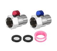 QUARKZMAN 2 Set Femelle G1/2" x Mâle Vanne D'Arrêt Pour Douche, Vanne De Contrôle De Débit D'Eau En Laiton Pour Tête De Douche Avec Restricteur De Débit, Rouge/Bleu