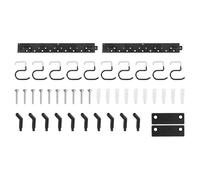 QUARKZMAN 2 Set Porte-Outils de Jardin 5,2 x 40cm Support Mural Jardin, Porte Outils Mural pour Appareil avec Crochet Noir pour Garage, Remise à Outils, Cave, Mur à Outils, Râteau, Balai