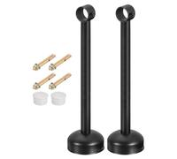 QUARKZMAN 2 Set Support Tringle Rideau Montage Plafond, Adapté Tuyau 25mm/0.98" Longueur 300mm/11.81" Crochets Accroches Tringle Rideau Acier Inoxydable pour Murs Tuyau Dressing Tuyau, Noir