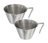 QUARKZMAN 2 Tasses À Expresso En Acier Inoxydable, Tasse De Mesure À Bec Verseur En V Avec Poignée Graduée Pour Préparer Café, Cocktails, 3.4OZ/100ML (Argenté)