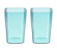 QUARKZMAN 2 Verres À Dent 2.4 x 2.4 x 4.3 Pouces Goblet Plastique Salle De Bain Incassable Réutilisable pour Brossage Dent Rinçage Bouche Cadeau Pratique, Bleu
