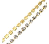 QUARKZMAN 2 Yard 8mm Cristal Strass Diamant Ferme Chaîne Garniture Parage Griffe Tasse Chaîne pour Couture, Artisanat, DIY Bijoux Mariage Décorations Argent Or