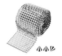 QUARKZMAN 2 Yard Couture Sur Spikes Stud, 12 Rangées De Rivets Plats En Plastique À Dos Plat Spike Rivet Punk Garniture Maille Rivets Studs Perles Pour Vêtements Sacs Chaussures Argent