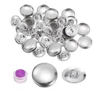 QUARKZMAN 20 Ensembles Kit de Boutons Auto-Couvrants 24L 0.6" 15mm et Dos en Fil Bouton Aluminium Recouvrir Étoffe avec Outils pour Couture Décoration Tissu