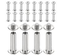 QUARKZMAN 20 Jeux Chicago Screw M4x18mm 6mm Longueur Métal Phillips Clou Rivet Stud Bolts Rivets Binding Post Screw pour DIY Ceinture Cuir Sac Artisanat Reliure, Argent