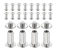QUARKZMAN 20 Jeux De Chicago Screw M4x13mm 6mm Longueur Métal Phillips Nail Rivet Stud Bolts Rivets Binding Post Screw Pour DIY Ceinture En Cuir Sac Artisanat Reliure, Argent
