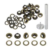 QUARKZMAN 20 Jeux De Grommets Oeillets 4mm Kit Oeillets En Cuivre Avec Rondelles Et Outil De Pose Pour Tissu Rideau Bâche Ceinture En Cuir Chaussures Sac DIY, Bronze