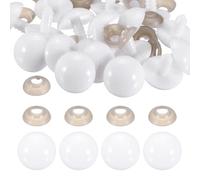 QUARKZMAN 20 Pack Yeux De Securite 20mm/0.8in en Vrac pour Crochet, Yeux en Plastique pour Poupees Crochet avec Rondelles pour Ours en Peluche DIY Peluche Animaux Artisanat Halloween, White