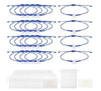 QUARKZMAN 20 Pcs Bracelets En Gros Pour Le Cancer Du Sein, Bracelet Tressé Ruban Réglable Ensemble Cadeaux Soins Avec Carte & Sac Maille Cadeaux De Soins Cancer Pour Femmes, Bleu