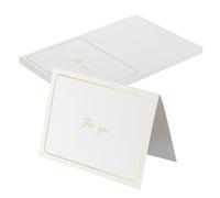 QUARKZMAN 20 Pcs Cartes De Place De Table "For You" Cadre Doré Blanc 5.6x3.8 Inch Plisables Vierges Remplissables Cartes Cartonnées Cartes De Vœux Pour Table Setting