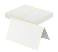 QUARKZMAN 20 Pcs Cartes De Table Place Cartes Avec 4.08" x 3.36" Blanc Pour Mariage, Table Setting, Dîners, Fêtes, Duplex Blanc Cadre Doré