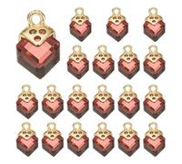 QUARKZMAN 20 Pcs Charm En Strass Zirconium Cubique Cristal Carrés En Strass Fournitures Artisanales Pour Fabrication De Bijoux Bracelet Collier Boucle D'Oreille, Marron