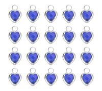 QUARKZMAN 20 Pcs Charme De Coeur En Cristal Plaque Argent, Pendentif Coeur 3D En Argent Pour Fabrication De Bijoux Bracelets Colliers Boucles D'Oreilles DIY Porte-Cles Artisanat, Bleu, 9x6.