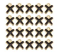 QUARKZMAN 20 Pcs Charme Lettre, Alliage Lettre X Initial Alphabet Charme Avec Anneau DIY Bracelet Collier Pendentifs Pour Création Bijoux DIY Artisanat, Or & Noir
