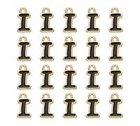 QUARKZMAN 20 Pcs Charme Lettres, Alliage Charme Lettre I Initial Alphabet Avec Anneau Jump DIY Bracelet Collier Pendentifs Pour Bijoux DIY Artisanat, Or & Noir