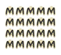 QUARKZMAN 20 Pcs Charmes Lettres, Alliage Lettre M Initial Alphabet Charme Avec Anneau Jump DIY Bracelet Collier Pendants Pour Création De Bijoux DIY Artisanat, Or & Noir
