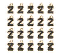 QUARKZMAN 20 Pcs Charmes Lettres, Alliage Lettre Z Initial Alphabet Charme Avec Anneau Jump DIY Bracelet Collier Pendants Pour Création De Bijoux DIY Artisanat, Or & Noir