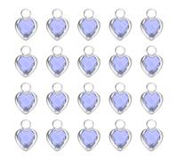 QUARKZMAN 20 Pcs Cristal Coeur Charm En Argenté, Pendentif Coeur 3D En Argent Pour Fabrication De Bijoux Bracelets Colliers Boucles D'Oreilles DIY Porte-Clés Artisanat, Cristal Violet, 9x6.