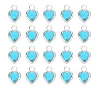 QUARKZMAN 20 Pcs Cristal Coeur Plaqué Argent Bleu Lac 9x6.6mm