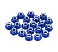 QUARKZMAN 20 Pcs M3 Pas 0.5mm Alliage D'Aluminium Ecrous A Crémaillère Hexagonaux A Collerette Avec Insert Nylon Pour RC Drone Quadcopter Motor Prop Adapter FPV Parts Fasteners, Bleu Foncé
