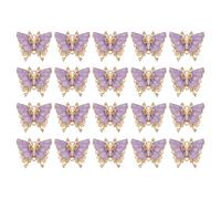 QUARKZMAN 20 Pcs Mini Charmes Papillon, Pendentif Papillon En Métal Doré Avec Diamant Pour Création De Bijoux DIY Bracelet Collier Boucle D'Oreille De Téléphone Porte-Clés, Violet, 23x26mm