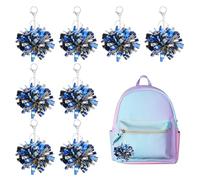 QUARKZMAN 20 Pcs Porte-Clés Pompon De Cheerleader, Cadeau De Cheerleading Charm Porte-Clés En Plastique En Gros Pour Équipe De Cheerleaders Femmes Événements Sportifs, Ton Bleu/Argenté
