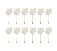 QUARKZMAN 20 Pièces Boutonnières de Marié en Rose avec Épingles 2"x3.5" pour Cérémonie de Mariage, Anniversaire, Dîner Formel, Décoration de Costume Blanc Lait