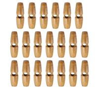 QUARKZMAN 20 Pièces Boutons à Bascule en Bois, 3.5cm Longueur Boutons en Corne de Manteau à 1 seul trou Accessoires de Vêtements pour Bricoler, Coudre sur Manteaux, Pulls, Marron Clair