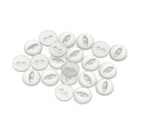 QUARKZMAN 20 Pièces Boutons Ronds en Résine, 11.5mm Diamètre x 2.4mm Épaisseur Boutons Mercerie à 2 Trous Œil de Poisson pour Remplacement Vêtements Artisanat Décoration Couture, Blanc