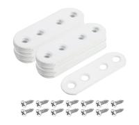 QUARKZMAN 20 Pièces de Supports Plats Droits, Plaque de Renfort en Fer de 55X5mm avec Vis pour Réparation de Meubles en Bois, Blanc