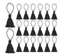 QUARKZMAN 20 Pièces Marque-Pages avec Pompons de 4,3 Pouces, Boucle Suspendue, Petits Pompons Doux pour Loisirs Créatifs, Fabrication de Bijoux, Diplômes Faits Main, Noir
