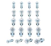 QUARKZMAN 20 Set M4 M5 M6 M8 Jack Nuts Expansion Screw Petal Nut Silver | Multi-Grip Insert Rivet Nut Fasteners Pour Hollow Wall Iron Skin Line Use Thin Soft Wall, Carbon Steel, Zinc Finish