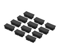 QUARKZMAN 20 x 40 mm Rectangle Tube Insertion x 12pcs Plastique Fin Bouchon Housses pour Meuble Remplacement, [Noir ]