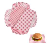 QUARKZMAN 200 Feuilles De Papier Ciré Pour Aliments, 22 x 22 cm Papier Anti-Graisse À Carreaux Pour Sandwich Hamburger Pain, Rose