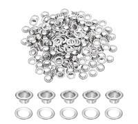 QUARKZMAN 200 Jeux De Oeillets, 4.5mm Oeillets En Laiton Auto-Adhésifs Avec Rondelles Pour Ceintures, Chaussures, Vêtements, Perles, Projets DIY, Ton Argenté