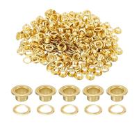 QUARKZMAN 200 Jeux De Oeillets, 4.5mm Oeillets En Laiton Auto-Freinés Avec Rondelles Pour Ceintures, Chaussures, Vêtements, Perles, Projets DIY, Ton Doré