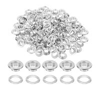 QUARKZMAN 200 Lots De Rondelles Et Oeillets, 5.5mm Oeillets En Laiton Auto-Freinés Avec Rondelles Pour Ceintures, Chaussures, Vêtements, Noyaux De Perles, Projets DIY, Ton Argenté