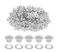 QUARKZMAN 200 Lots De Rondelles Oeillets, 3.5mm Oeillets En Laiton Auto-Freinés Avec Rondelles Pour Ceintures, Chaussures, Vêtements, Perles, Projets DIY, Ton Argenté