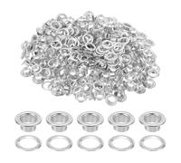 QUARKZMAN 200 Lots D'Oeillets, 5mm Oeillets En Laiton Auto-Contreplaqués Avec Rondelles Pour Ceintures, Chaussures, Vêtements, Noyaux De Perles, Projet DIY, Ton Argenté