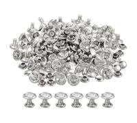 QUARKZMAN 200 Pcs de Rivets en Strass Argentés, 8mm/0.31" Rivets pour Maroquinerie, Rivets en Cristal à Double Capuchon en Métal, Rivets en Strass pour Fabrication Artisanale de Cuir, Sacs