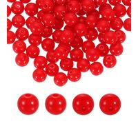 QUARKZMAN 200 Perles Rouges En Acrylique Rondes 8mm De Diamètre Trou De 1.9mm Boules En Plastique Résine Lisses Perles Libres Pour Fabrication Bracelets Colliers Boucles D'oreilles DIY