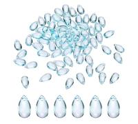 QUARKZMAN 200 Perles Verre Cristal larme 8x14mm Bleu Lac Transparent