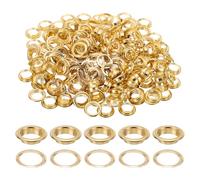QUARKZMAN 200 Sets Oeillets, 10mm Oeillets En Laiton Auto-Doublés Avec Rondelles Pour Ceintures, Chaussures, Vêtements, Perles, Projets DIY, Ton Or