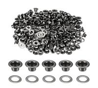 QUARKZMAN 200 Sets Oeillets, 3.5mm Oeillets En Laiton Auto-Adhésifs Avec Rondelles Pour Ceintures, Chaussures, Vêtements, Noyaux De Perles, Projet DIY, Noir